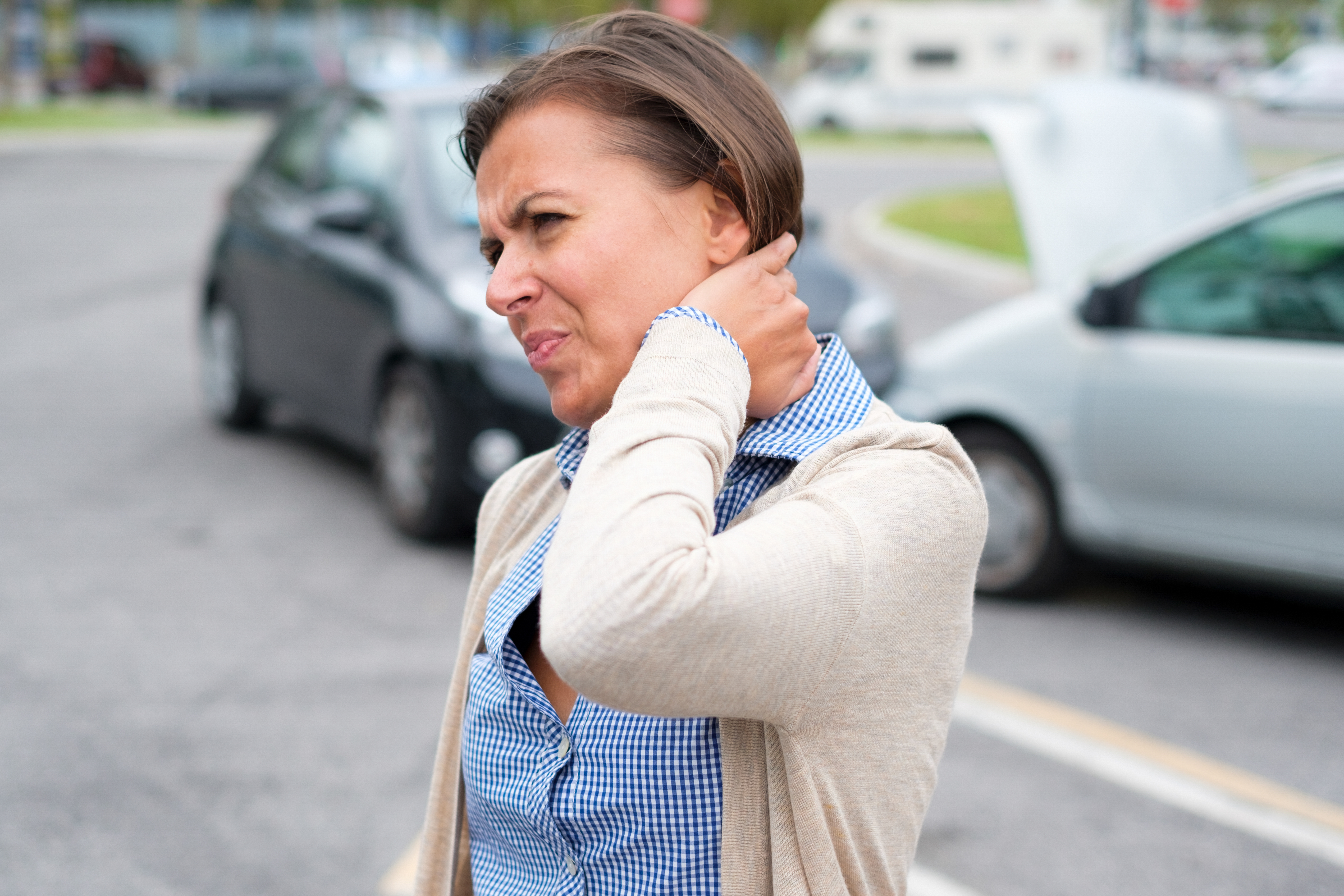 Woman with whiplash from car accident